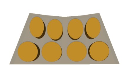 a pictorial example of the distorted shape of wood after compression shrinkage, which results in a board cupping.